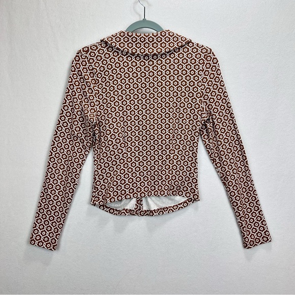 Anthropologie Maeve Ruched Shirt Size Medium Retro Graphic Print Y2K Inspired - Picture 9 of 9